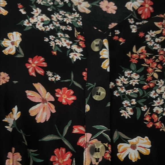 H&M Black Floral Dress open with button at front size 2 - Picture 15 of 16